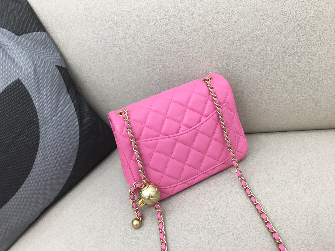 Mini Classic Flap Lambskin Bag AS1786 Peach/Gold